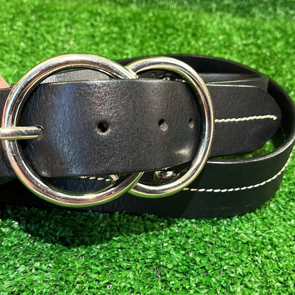 Olga Santini Womens Black DOUBLE OO Leather Embroidered Belt - Picture 5 of 6